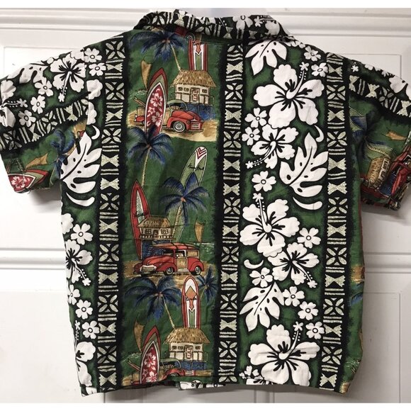 RJC Boys Authentic Hawaiian Button Down Shirt Size 6 Coconut Shell Buttons EUC - Picture 2 of 5